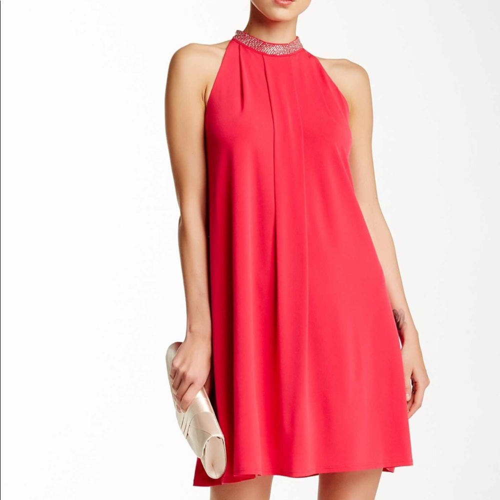 Modern American Designer Beaded Neck Halter Trapez